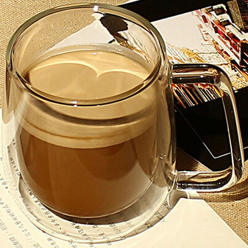 Double Wall Glass  Mugs 250ml High Quality  Fashion mug With Handle For  Tea Milk Coffee