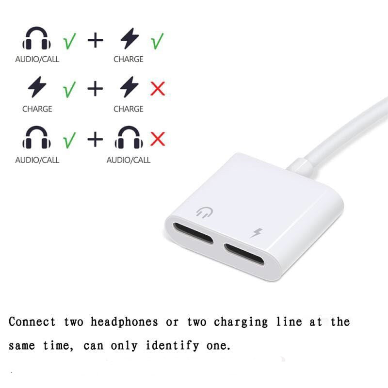 2 in 1 Adapter  For iPhone 8/7/7 Plus Charging+Audio  Cable