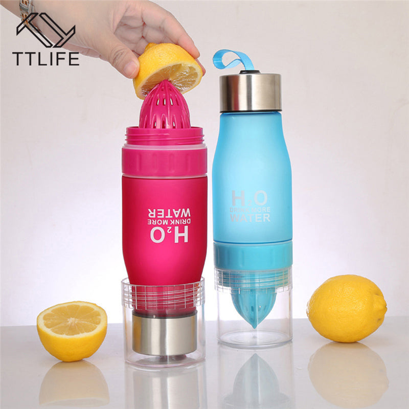 TTLIFE Gift 650ML H2O Lemon Juice Fruit Water Bottle Infuser Drinkware For Outdoor Portable Shaker Sports Bottle BPA Free