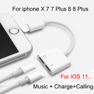2 in 1 Adapter  For iPhone 8/7/7 Plus Charging+Audio  Cable