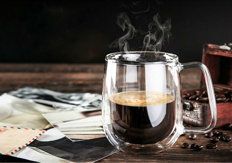 Double Wall Glass  Mugs 250ml High Quality  Fashion mug With Handle For  Tea Milk Coffee