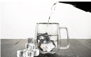 Double Wall Glass  Mugs 250ml High Quality  Fashion mug With Handle For  Tea Milk Coffee