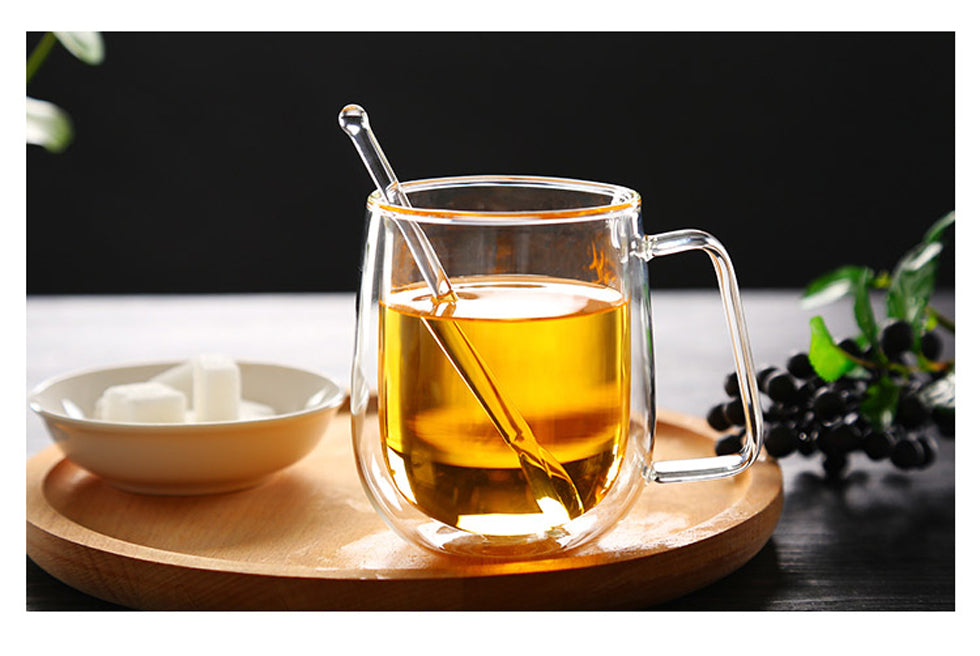 Double Wall Glass  Mugs 250ml High Quality  Fashion mug With Handle For  Tea Milk Coffee