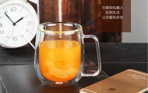 Double Wall Glass  Mugs 250ml High Quality  Fashion mug With Handle For  Tea Milk Coffee