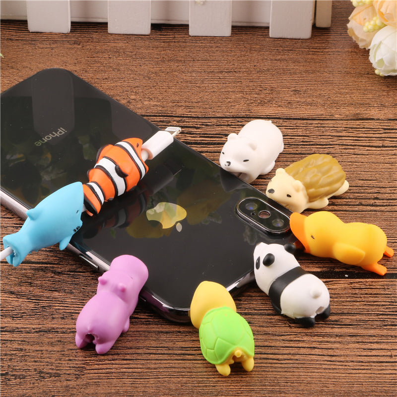 SIANCS Cute Animal doll Cable bite protector for iphone usb cable organizer winder chompers chager wire holder for iphone cable